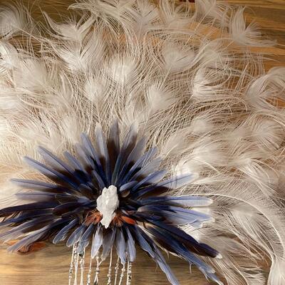 #43  Decorative White Feather & Mother of Pearl Headdress 