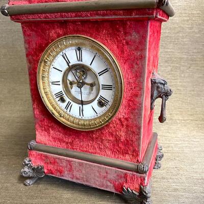 LOT 125 - Antique Ansonia Clock Co Velvet Florentine #3 Clock