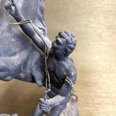 LOT 128 Antique Plaster Figurine Horse / Man