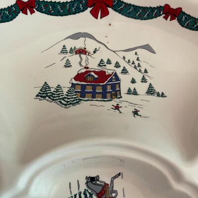 LOT 61 - Divided Relish Tray, Christmas, Fine Ceramic