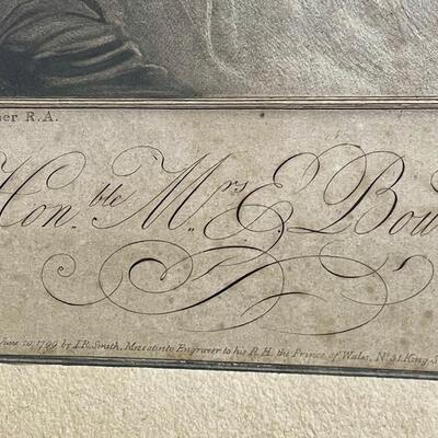 LOT 131 Portrait Of The Honorable Mrs. Bouverie Engraved By I.R Smith 