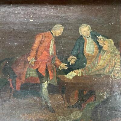LOT 133 Antique Painting on Wooden Hand Hewn Board
