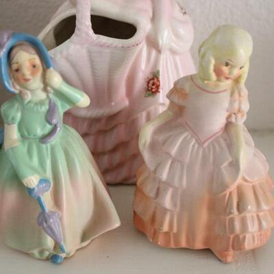 Lot 44 Ceramic Dolls, Music Box & Lamp