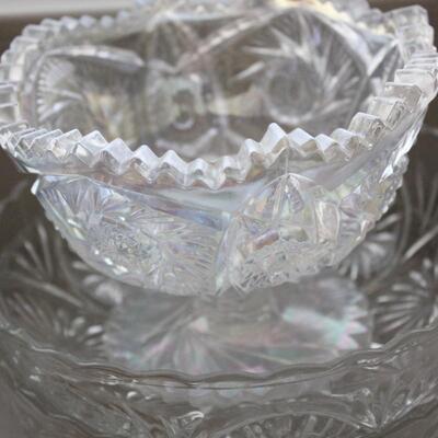 Lot 56 Vintage Cut Glass & Crystal Pieces, Carnival Glass