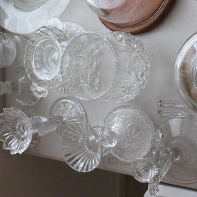 Lot 56 Vintage Cut Glass & Crystal Pieces, Carnival Glass