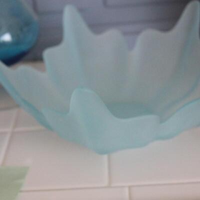 Lot 62 Vintage Blue Decanter and Bowl