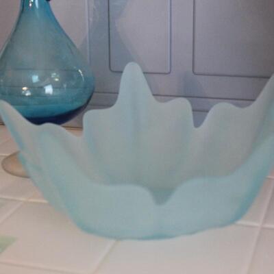 Lot 62 Vintage Blue Decanter and Bowl