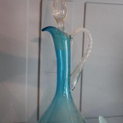 Lot 62 Vintage Blue Decanter and Bowl