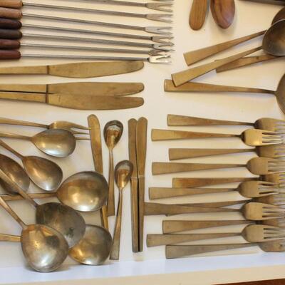 Lot 81 Mid Century Modern Gold Flatware & Fondue Forks