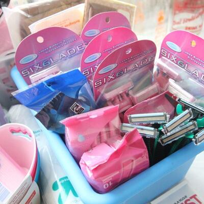 Lot 186 NWT Cotton Balls, Razors, Face Wash, Q Tips & More