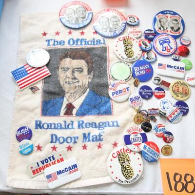 Lot 188 HUGE Political Button/Pin Collection