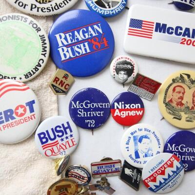 Lot 188 HUGE Political Button/Pin Collection