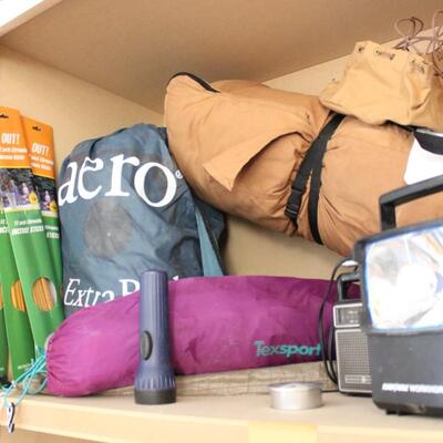 Lot 215 Camping - Sleeping Bag, Tent, Air mattress, Radio & More