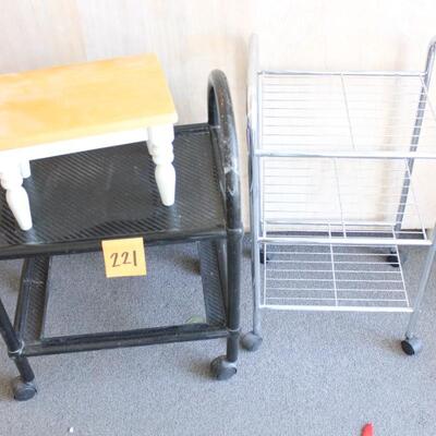 Lot 221 Rolling Carts & Stool