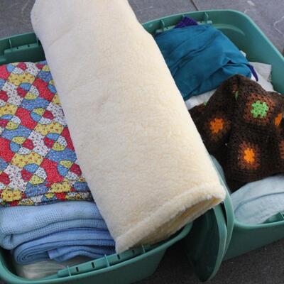 Lot 256 Two Bins Full of Blankets