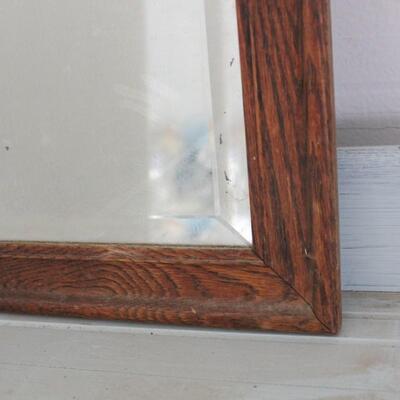 Lot 266 Vintage Oak Beveled Mirror