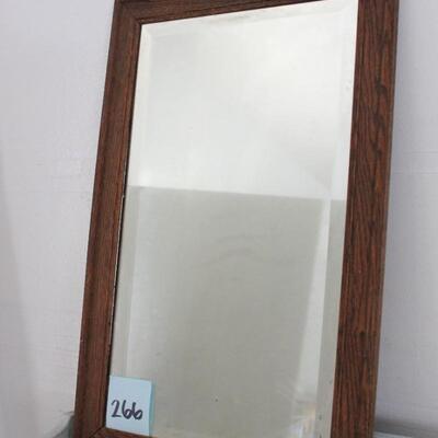 Lot 266 Vintage Oak Beveled Mirror