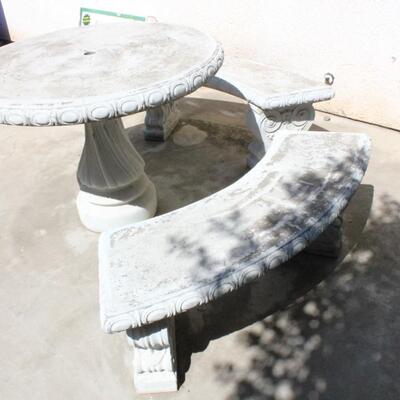 Lot 276 Cement Table and 2 Benches