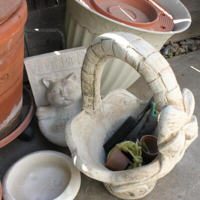 Lot 278 Outdoor Pots and Cement Basket