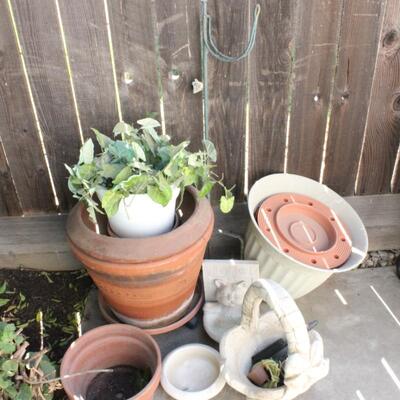 Lot 278 Outdoor Pots and Cement Basket