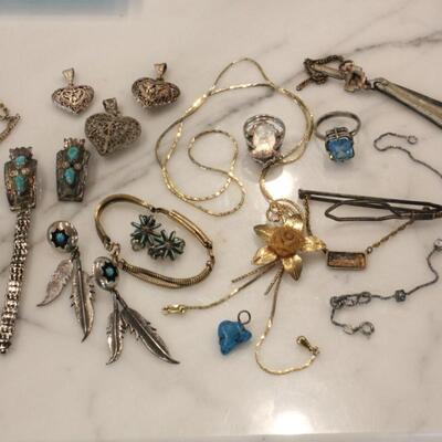 Lot 315 Misc. Unmarked Silver Jewelry & More