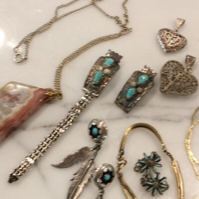 Lot 315 Misc. Unmarked Silver Jewelry & More