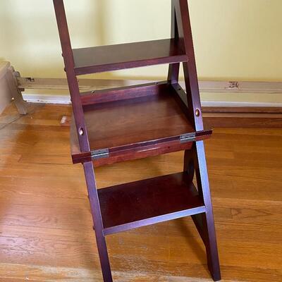 Dark Wood Desk Chair Step Stool Ladder Combo