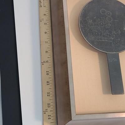 Lot 39: Antique Signed Japanese Framed Bronze Hand Mirror 