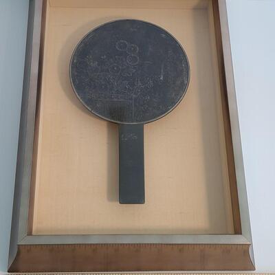 Lot 39: Antique Signed Japanese Framed Bronze Hand Mirror 