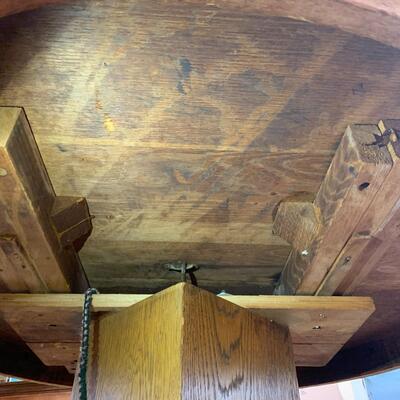 Antique Round Oak Pedestal Dining Table