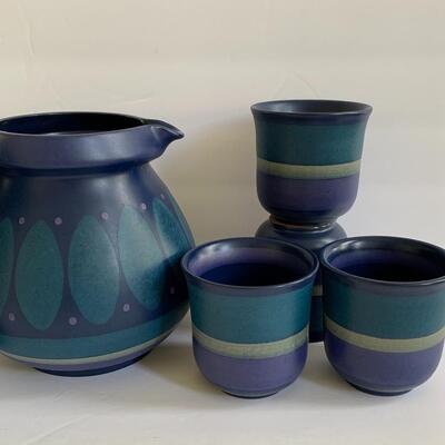 Lot 148:  Mid Century Studio Pottery Set,  Porta Celi Spain (Blue & Purple)