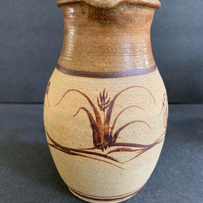 Lot 145:  Pottery Pitcher & Vase w/Painted Birds 