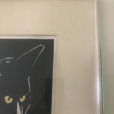 Lot 107: Vintage,Framed Artist Signed Black Cat Artwork, "Spooky" and More  