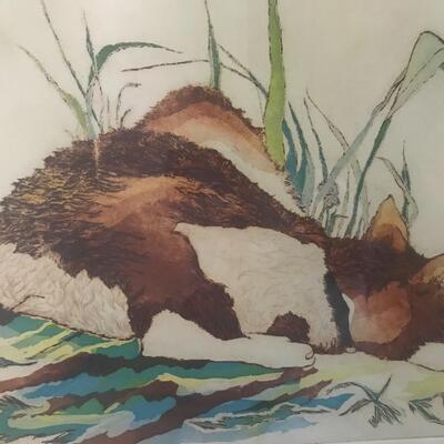 Lot 106:  Etching & Aquatint Framed "Trouble" Artwork, Vintage, Artist Signed