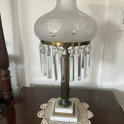 Antique Marble, Brass & glass lamp