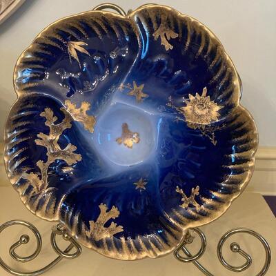 Cobalt & Gold Oyster Plate