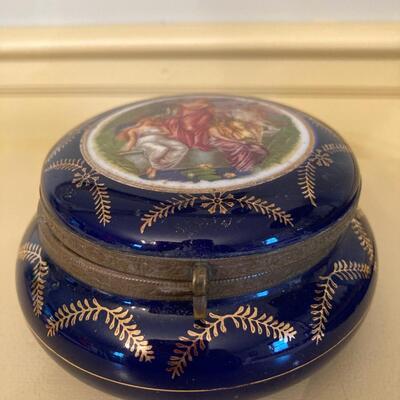 Cobalt Blue Hinged Trinket Box
