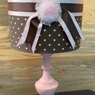 #121 Pretty in Pink Table Lamp with Brown Pock-A-Dot  