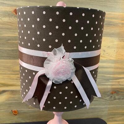 #121 Pretty in Pink Table Lamp with Brown Pock-A-Dot  