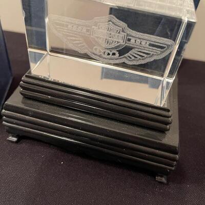 #250 Harley Davidson Glass Paper Weights Set of 3 