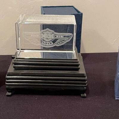 #250 Harley Davidson Glass Paper Weights Set of 3 