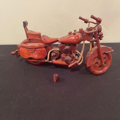 #313 Mahogany Wood Harley Davidson sculpture 