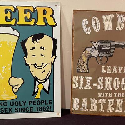 #344 Man Room Signs: Beer and Cowboys