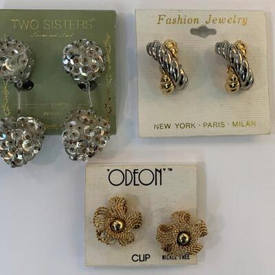 Three Pairs of Vintage Clip On Earrings
