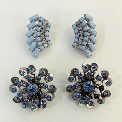 Two pairs of Rhinestone Clip On Earrings