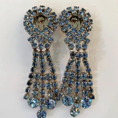 Rhinestone Chandelier Clip On Earrings