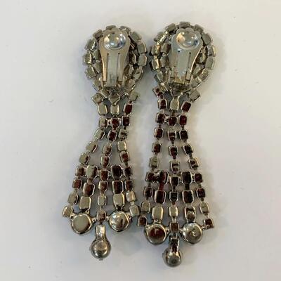 Rhinestone Chandelier Clip On Earrings