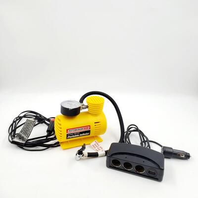 PITTSBURGH 12 VOLT 150 PSI PORTABLE INFLATOR WITH ADDITIONAL CAR ADAPTER BUNDLE