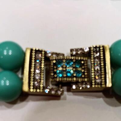 Heidi Daus "Staying in Line" Turquoise and Crystal Bracelet