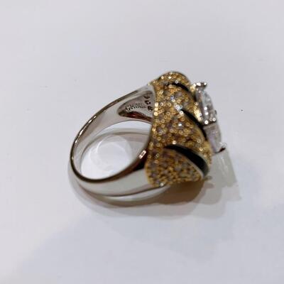 Cubic Zirconia and Sterling Silver Statement Ring Size 7
